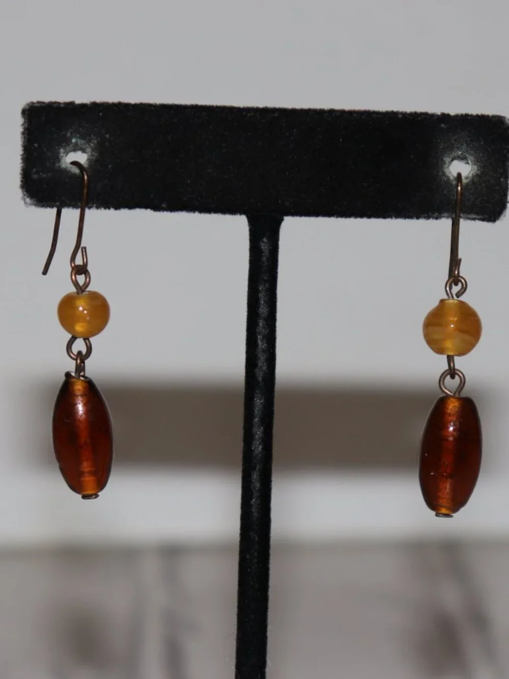 🤎✨ Bronze Glass Bead Dangle Earrings · 1.75